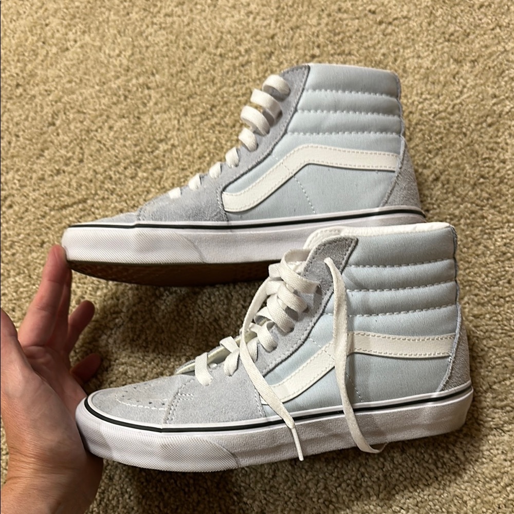 Light Blue/White Vans High-Top Sneakers